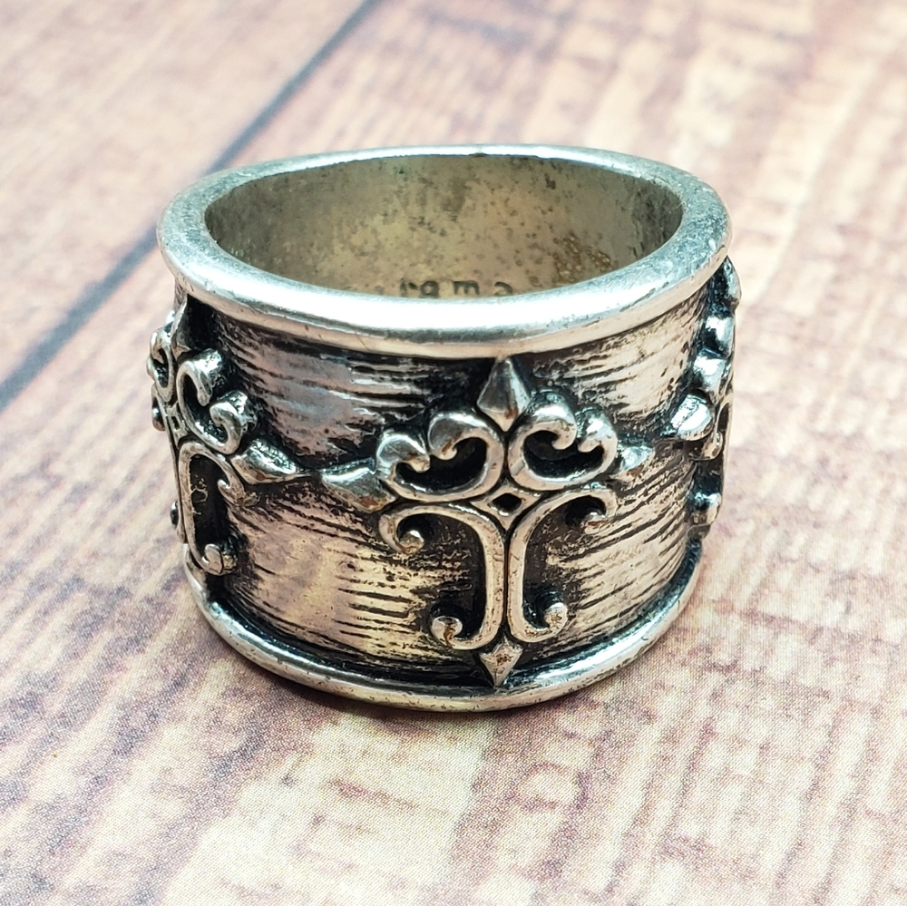 Stigma Oxidized Silver Tone Ring sz 9